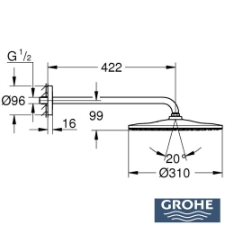 Grohe - Grohe Rainshower Mono 310 Tepe Duşu Seti, 31 cm, Saten Çelik
