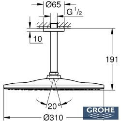 Grohe - Grohe Rainshower Mono 310 Tepe Duşu Seti, 31 cm, Saten Grafit