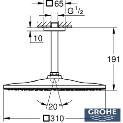 Grohe - Grohe Rainshower Mono 310 Cube Tepe Duşu Seti, 31 cm, Saten Grafit