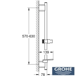 Grohe - Grohe RainShower SmartActive Duş sürgüsü, 60 cm, Paslanmaz Çelik - 26602DC0
