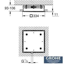 Grohe - Grohe Rainshower Aqua Mono Ankastre Tepe Duşu, Saten Çelik (Sıva Altı Dahil)
