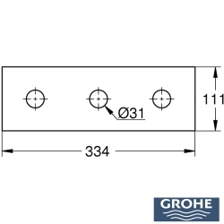 Grohe - Grohe Rainshower Aqua Ankastre Tepe Duşu Kapağı, 3 Delikli, Saten Çelik