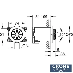 Grohe - Grohe Rainshower Aqua Yan Jet, 2 Fonksiyonlu, Hayalet Siyah