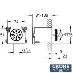 Grohe - Grohe Rainshower Aqua Yan Jet, 2 Fonksiyonlu, Saten Çelik