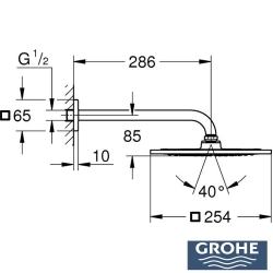 Grohe - Grohe Rainshower Aqua Tepe Duşu Seti, 25 cm, Tek Akışlı, Saten Grafit