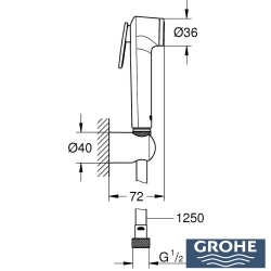 Grohe - Grohe Tempesta F Taharet Spreyi 30 Duvardan Askılı Set, 1 Akışlı, Saten Çelik