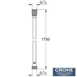 Grohe - Grohe Silverflex Duş Hortumu, 175 cm, Saten Çelik