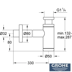 Grohe - Grohe T-tipi Lavabo Sifonu, Mat Siyah