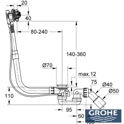 Grohe - Grohe Talentofill Doldurmalı Kumandalı Küvet Tropleni, Saten Grafit - 28990MG0