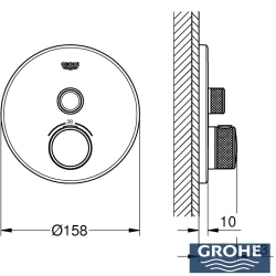 Grohe - Grohe Grohtherm SmartControl Ankastre Termostatik Duş Bataryası (Sıva Üstü Grubu), Saten Grafit - 29118MG0