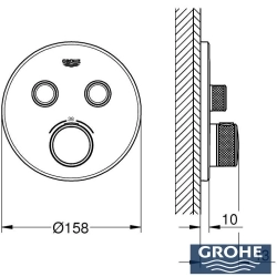 Grohe - Grohe Grohtherm SmartControl Ankastre Termostatik Banyo Bataryası, Çift Valfli Akış Kontrollü (Sıva Üstü Grubu), Mat Siyah