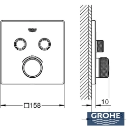 Grohe - Grohe Grohtherm SmartControl Akış Kontrollü Ankastre Termostatik Banyo Bataryası (2 Yollu, Sıva Üstü Grubu), Saten Grafit