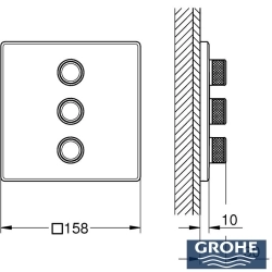 Grohe - Grohe Grohtherm SmartControl Akış Kontrollü Ankastre Yönlendirici (3 Yollu, Sıva Üstü Grubu), Saten Çelik