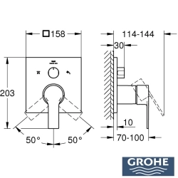 Grohe - Grohe Allure Ankastre Banyo Bataryası (3 Yollu, Sıva Üstü Grubu), Hayalet Siyah