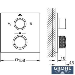 Grohe - Grohe Allure Termostatik Ankastre Banyo ve Duş Bataryası (Sıva Üstü Grubu), 2 Yollu, Hayalet Siyah