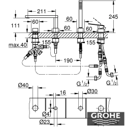 Grohe - Grohe Plus Dört Delikli Küvet Bataryası - 29307004