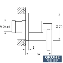 Grohe - Grohe Atrio Ankastre Stop Valf, Çubuk Volan (Sıva Üstü Grubu), Saten Grafit