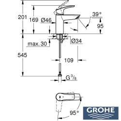 Grohe - Grohe Eurosmart Lavabo Bataryası, S-Boy