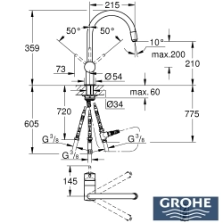 Grohe - Grohe Minta Kuğu Borulu Eviye Bataryası
