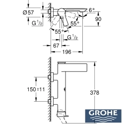 Grohe - Grohe Allure Banyo Bataryası, Saten Çelik