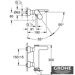 Grohe - Grohe Plus Banyo Bataryası, Fırçalı Bakır