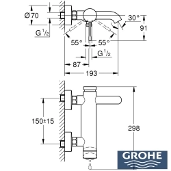 Grohe - Grohe Essence Banyo Bataryası, Mat Siyah