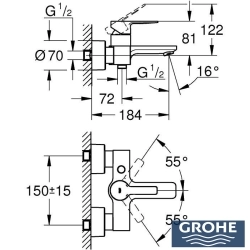 Grohe - Grohe Lineare Banyo Bataryası, Fırçalı Altın