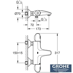 Grohe - Grohe Grohtherm 1000 New Termostatik Banyo Bataryası