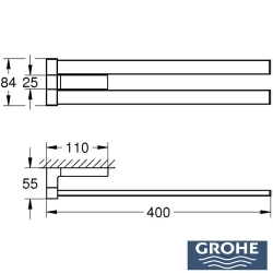 Grohe - Grohe Selection Cube İkili Havluluk, 40 cm, Mat Siyah