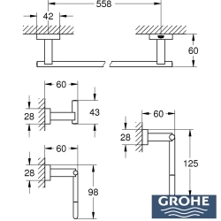 Grohe - Grohe Essentials Cube Dörtlü Banyo Aksesuar Seti, Fırçalı Altın