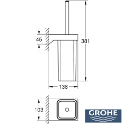 Grohe - Grohe Selection Cube Tuvalet Fırçalığı, Mat Siyah