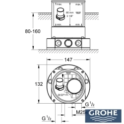 Grohe - Grohe Küvet Bataryası ve Yerden Duş Kolonu İçin Ankastre İç Montaj Gövdesi