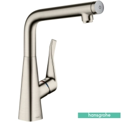 Hansgrohe - Hansgrohe Metris Select Eviye Bataryası, Paslanmaz Çelik (Tek Düğme İle Aç/Kapa)