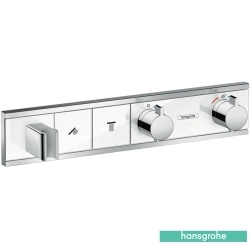 Hansgrohe - Hansgrohe RainSelect Ankastre Termostatik Banyo Bataryası, 2 Çıkışlı, Beyaz/Krom (Sıva Üstü Grubu)