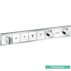 Hansgrohe - Hansgrohe RainSelect Ankastre Termostatik Banyo Bataryası, 4 Çıkışlı, Beyaz/Krom (Sıva Üstü Grubu)
