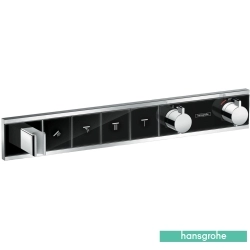 Hansgrohe - Hansgrohe RainSelect Ankastre Termostatik Banyo Bataryası, 4 Çıkışlı, Siyah/Krom (Sıva Üstü Grubu)