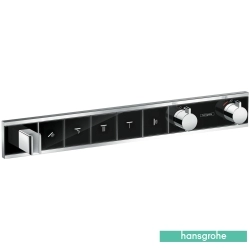 Hansgrohe - Hansgrohe RainSelect Ankastre Termostatik Banyo Bataryası, 5 Çıkışlı, Siyah/Krom (Sıva Üstü Grubu)