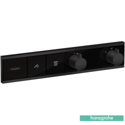 Hansgrohe - Hansgrohe RainSelect Ankastre Termostatik Banyo Bataryası, 2 Çıkışlı, Satin Siyah (Sıva Üstü Grubu)