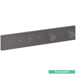 Hansgrohe - Hansgrohe RainSelect Ankastre Termostatik Banyo Bataryası, 3 Çıkışlı, Mat Siyah Krom (Sıva Üstü Grubu)