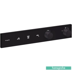 Hansgrohe - Hansgrohe RainSelect Ankastre Termostatik Banyo Bataryası, 3 Çıkışlı, Satin Siyah (Sıva Üstü Grubu)