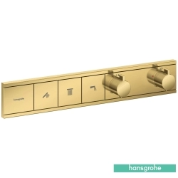 Hansgrohe - Hansgrohe RainSelect Ankastre Termostatik Banyo Bataryası, 3 Çıkışlı, Parlak Altın (Sıva Üstü Grubu)