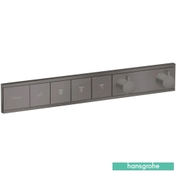 Hansgrohe - Hansgrohe RainSelect Ankastre Termostatik Banyo Bataryası, 4 Çıkışlı, Mat Siyah Krom (Sıva Üstü Grubu)