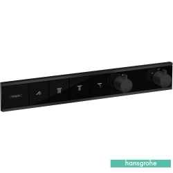 Hansgrohe - Hansgrohe RainSelect Ankastre Termostatik Banyo Bataryası, 4 Çıkışlı, Satin Siyah (Sıva Üstü Grubu)