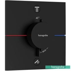 Hansgrohe - Hansgrohe ShowerSelect Comfort E Ankastre Termostatik Banyo Bataryası, 2 Çıkışlı, Satin Siyah