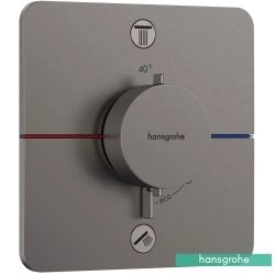Hansgrohe - Hansgrohe ShowerSelect Comfort Q Ankastre Termostatik Banyo Bataryası, 2 Çıkışlı, Mat Siyah Krom