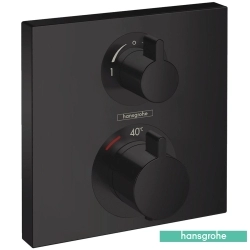 Hansgrohe - Hansgrohe Ecostat Square Ankastre Termostatik Banyo Bataryası, 2 Çıkışlı, Satin Siyah (Sıva Üstü Grubu)