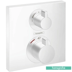 Hansgrohe - Hansgrohe Ecostat Square Ankastre Termostatik Banyo Bataryası, 2 Çıkışlı, Satin Beyaz (Sıva Üstü Grubu)