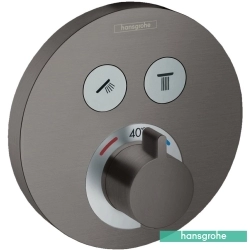 Hansgrohe - Hansgrohe ShowerSelect S Ankastre Termostatik Banyo Bataryası, 2 Çıkışlı, Mat Siyah Krom (Sıva Üstü Grubu)