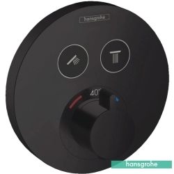 Hansgrohe - Hansgrohe ShowerSelect S Ankastre Termostatik Banyo Bataryası, 2 Çıkışlı, Satin Siyah (Sıva Üstü Grubu)