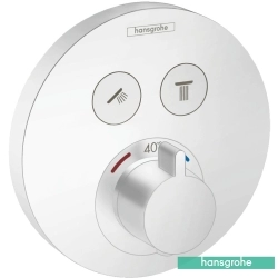 Hansgrohe - Hansgrohe ShowerSelect S Ankastre Termostatik Banyo Bataryası, 2 Çıkışlı, Satin Beyaz (Sıva Üstü Grubu)